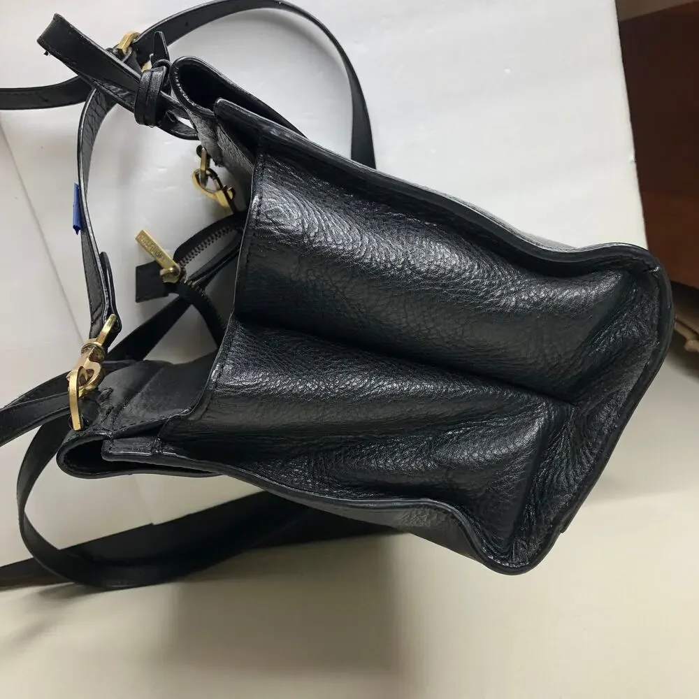 Kate Spade Saturday Black Leather Satchel Small Crossbody Bag Zip Top Purse